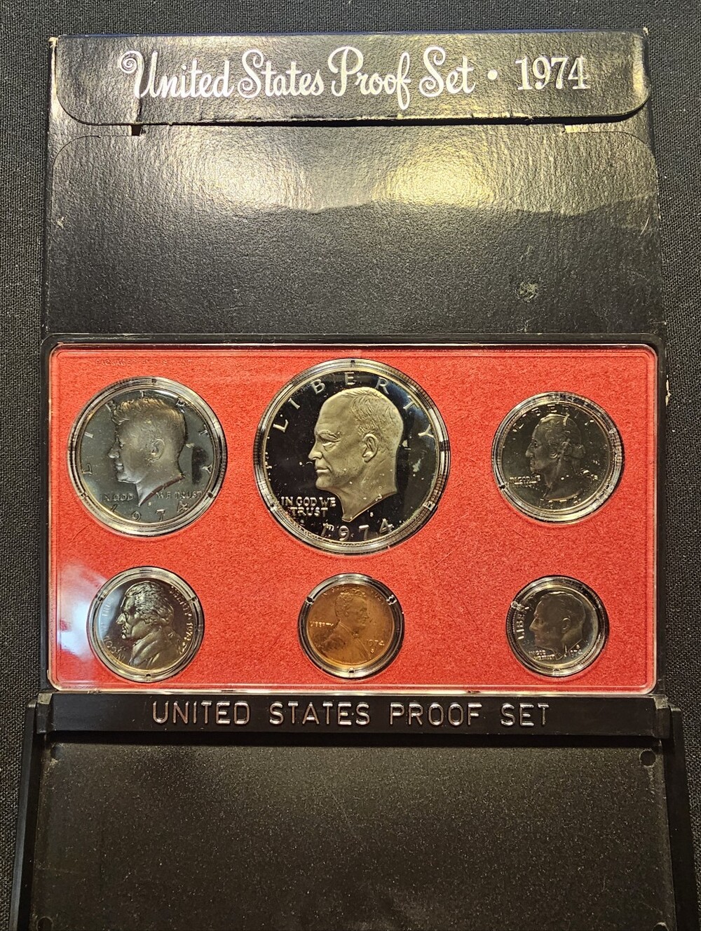 United States Proof Set 1974 Coin Collection - Red Display